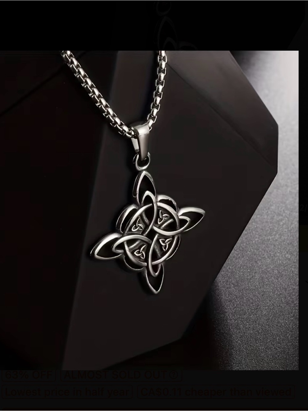⭐️ Celtic Knot Pendant Necklace - Silvertone New